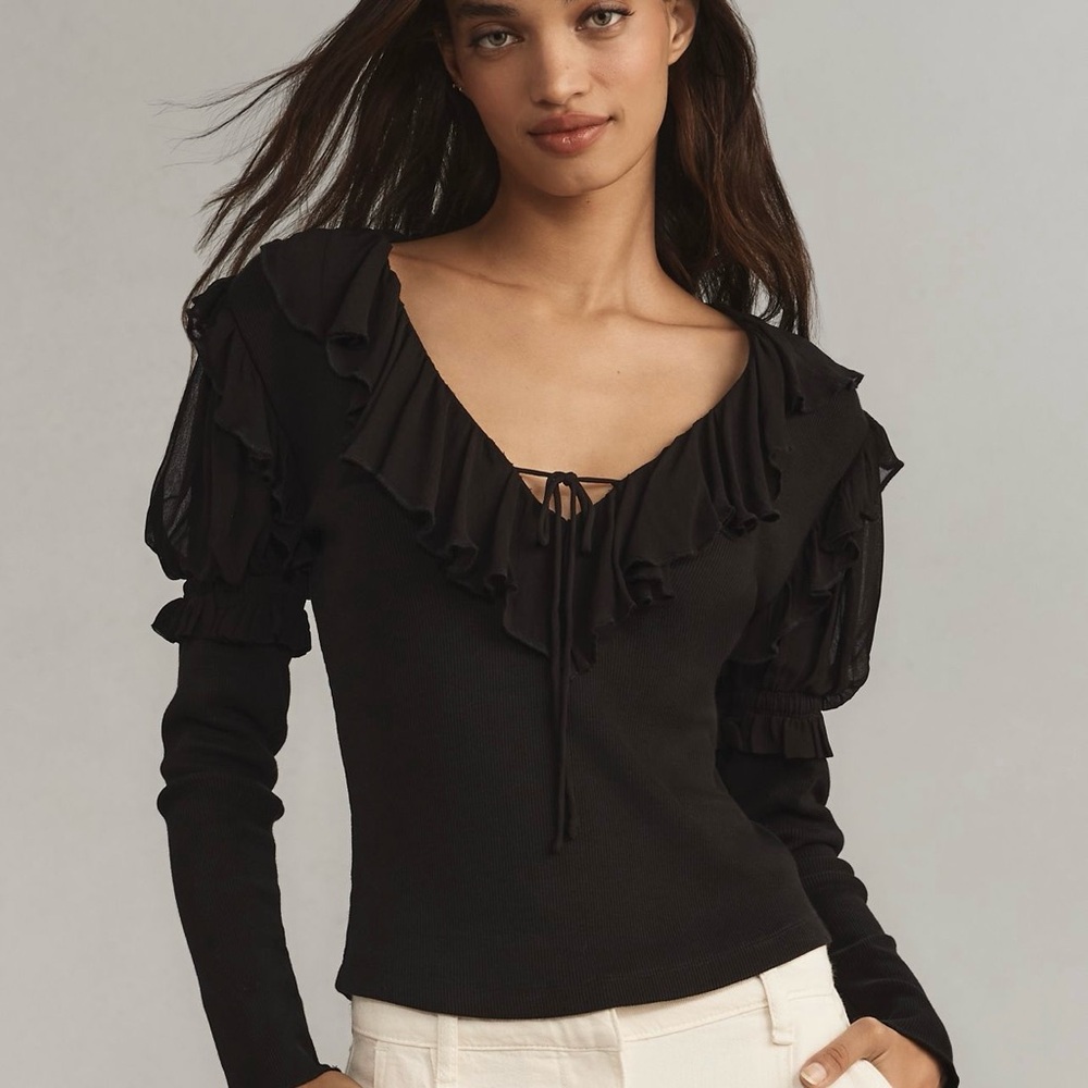 Anthropolgie Long Sleeve Ruffle Top